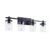 4-Light E26 Bulb Vanity Lights,Matte Black Bathroom Vanity Light Fixtures with Clear Glass, Wall Lamp for Bathroom, Living Room, Mirror, Bedroom