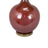 Gia 32 Inch Table Lamp, Drum Shade, Curved Round Glass Body, Red Finish