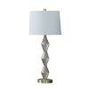 Ruth 30 Inch Accent Table Lamp, Glass Diamond Pedestal Base, White, Gold