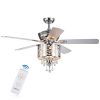 Garvey 5-blade 52-inch Chrome Ceiling Fan with 3-Light Crystal Chandelier