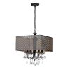 Aneji Matte Black/Gold 4-light Crystal Chandelier