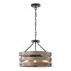 Fleur 16 Inch Matte Black and Imitation Wood Grain Chandelier
