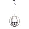 Calder Wooden Orb Shape Chandelier With Metal Chain And Six Bulb Holders, White