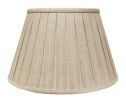 Box Pleat Softback Lampshade with Washer Fitter, Oatmeal Color Fabric Lampshade for Table Lamps, Natural Linen, 9" Top x 14" Bottom x 9" Height