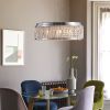 Modern Crystal Chandelier 18.9 Inches Aluminum+Iron Round Ceiling Light Flush Mount Ceiling Light Fixture for kitchen Island Dinning Bedrooms and Hall