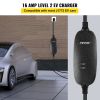 VEVOR Level 2 EV Charger, 16 Amp 110V-240V 3.84 kW, Portable Electric Vehicle Charger with 25 ft Charging Cable NEMA 6-20 Plug