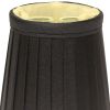 Slant Side Pleat Chandelier Lampshade with Flame Clip, Black/Gold (Set of 6)