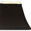 Rectangle Bell Hardback Lampshade with Washer Fitter, Black Natural Fabric Lampshade with White Lining for Table Lamps