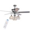 Mavyn 5-Blade 52-Inch Chrome Ceiling Fan with 3-Light Crystal Chandelier