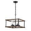 Avriel Imitation Wood Grain/Matte Black 4-light Chandelier