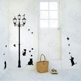 Cats & Lamp - Large Wall Decals Stickers Appliques Home Decor