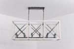 Modern American luxury rectangular E12 retro chandelier metal 12-bulb white chandelier, without bulbs