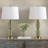 Faceted Green Glass Table Lamp