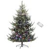 7.5 ft Prelit Christmas Tree, Nordic Pine Artificial Christmas Tree with 300 Dual Color LED Lights and 1218 Branch Tips
