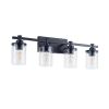 4-Light E26 Bulb Vanity Lights,Matte Black Bathroom Vanity Light Fixtures with Clear Glass, Wall Lamp for Bathroom, Living Room, Mirror, Bedroom
