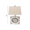 Clock Design Metal Table Lamp with Tapered Shade,White and Beige