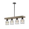 Lourd 4-Light Wood and Metal Cage Chandelier