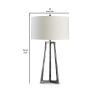 Nila 35 Inch Table Lamp, Pewter Gray Metal Base, 3 Way Switch, Drum Shade