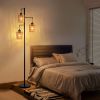 Boho Rattan Floor Lamp - Standing Lamps for Living Room  Dimmable Floor Lamp with Cage Shade