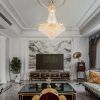 42" in Luxurious CZAR K9 Crystal Single Tier Chandelier 22-LED Bulbs Neo Classical Hardwired Ceiling Chandelier Lamp for Living Room, Hallway