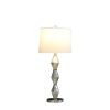 Ruth 30 Inch Accent Table Lamp, Glass Diamond Pedestal Base, White, Silver