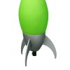 10.5" Tall Acrylic Kids Table Lamp, Rocket Ship design, Green