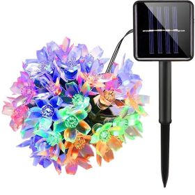 Solar Cherry Blossom Light String LED Peach Blossom Decorative Lights Christmas Festival Courtyard Transparent Flower Light Belt (Color: MULTI COLOR, size: 5m/16.4ft 20 Lights Solar)