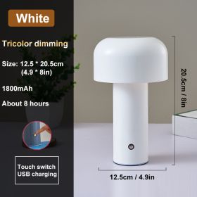 Italian Mushroom Table Lamp Night Light Portable Wireless Touch Rechargeable Desk Light Bedside Table Lamp Bedroom Desktop Decor (Lampshade Color: White, Ships From: China)