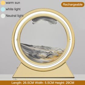 3D Hourglass LED Lamp 360Â° Moving Sand Art Table Lamp Sandscapes Quicksand Night Light Living Room Accessories Home Decor Gifts (Ships From: China, Color: Gold--Grey 29CM)