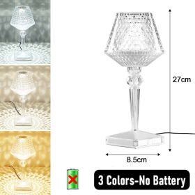 LED Diamond Night Light Table Lamp Rechargeable Touch Sensor Dimming Crystal Projection Light For Bedside Bedroom Restaurant Bar (Emitting Color: basic plug-in, Ships From: China)