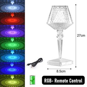 LED Diamond Night Light Table Lamp Rechargeable Touch Sensor Dimming Crystal Projection Light For Bedside Bedroom Restaurant Bar (Emitting Color: upgrade A, Ships From: China)