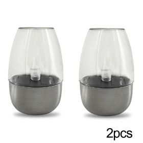 Solar Light Outdoor LED Stainless Steel Candlelight Candle Lamp Garden Night Light Waterproof Lawn Courtyard Balcony Home Decor (Emitting Color: 2Pcs, Ships From: CN)