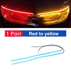 2pcs LED DRL Car Daytime Running Light Flexible Waterproof Strip Auto Headlights White Turn Signal Yellow Brake Flow Lights 12V (Color Temperature: 30cm, Emitting Color: Red)