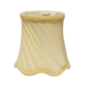 Slant Swirled Side Pleat Chandelier Lampshade with Flame Clip, Oyster (Set of 6) (Color: as Pic)