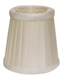 Slant Side Pleat Chandelier Lampshade with Flame Clip, Oyster (Set of 6) (Color: as Pic)