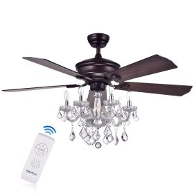 Warehouse of Tiffany Havorand 52-inch 5-blade Ceiling Fan with Crystal Chandelier (SKU: CFL-8213REMO/AB)