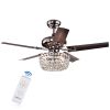 Angel 3-light Crystal Chandelier 5-blade 43-inch Brown Ceiling Fan