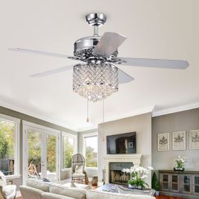 Deidor 5-blade 52-inch Chrome Ceiling Fan with 3-Light Crystal Chandelier (SKU: CFL-8316CH)