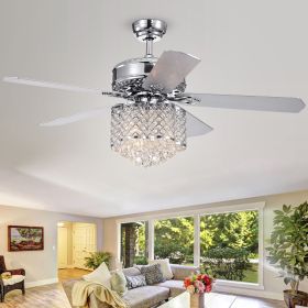 Deidor 5-blade 52-inch Chrome Ceiling Fan with 3-Light Crystal Chandelier (SKU: CFL-8316REMO/CH)
