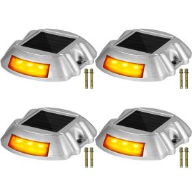 Vevor Driveway Lights, 4-Pack Solar Driveway Lights with Switch Button, Solar Deck Lights Waterproof (Quantity: 4 Pieces, Color: Orange)