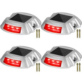 Vevor Driveway Lights, 4-Pack Solar Driveway Lights with Switch Button, Solar Deck Lights Waterproof (Quantity: 4 Pieces, Color: Red)