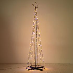 9 Ft Solar Christmas Cone Tree Light (Color: as Pic)