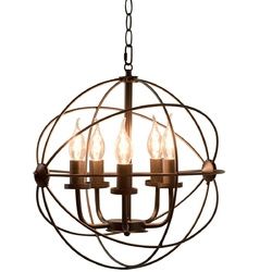 5 Light Modern Black Iron Sphere Modern Chandelier (SKU: AB6LCIC2123)