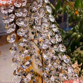 Crystal Octagon Prism Bead String 16mm - 2 Holes Clear Crystal Octagon Bead Chain for Garland Chandelier Wedding Party Tree Garlands Decoration DIY Je (size: 2.3 Meters (7.5FT))