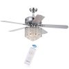 Deidor 5-blade 52-inch Chrome Ceiling Fan with 3-Light Crystal Chandelier