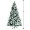 6/7 Feet Pre-lit Snow Flocked Christmas Tree with Metal Stand
