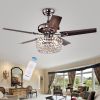 Angel 3-light Crystal Chandelier 5-blade 43-inch Brown Ceiling Fan