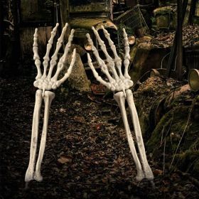 Halloween Decorations with 20 LED lights 8 changeable lighting modes waterproof battery-powered timer Skeleton Hand Realistic Halloween skeleton (Color: as Pic)
