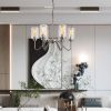 Modern American luxury style E26 glass chandelier iron 6 bulb living room chandelier, without bulb