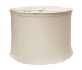 Drum No Hug with 1" Trim Softback Lampshade with Washer Fitter, Snow Color Fabric Lampshade for Table Lamps, Natural Linen
